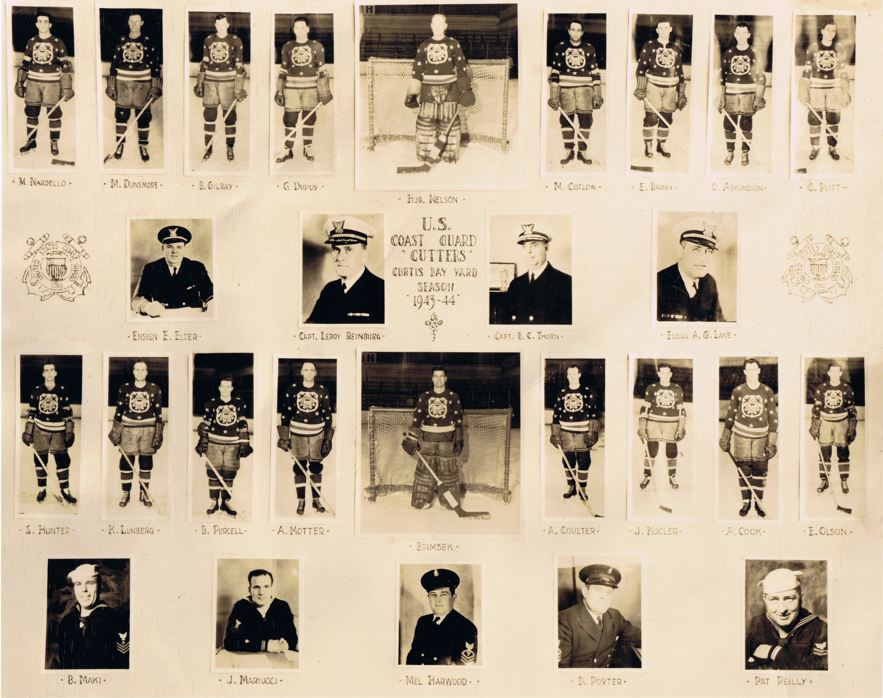 USCG Hockey Team, circa 1943, scan donated by Alan Tubbs