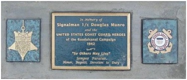 A memorial to Douglas Munro at the Point Cruz Yacht Club in Guadalcanal