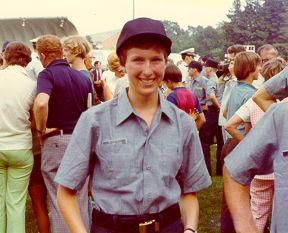 Cadet Joanne McCaffery on the first day at the U.S. Coast Guard Academy. (U.S. Coast Guard Photo) 