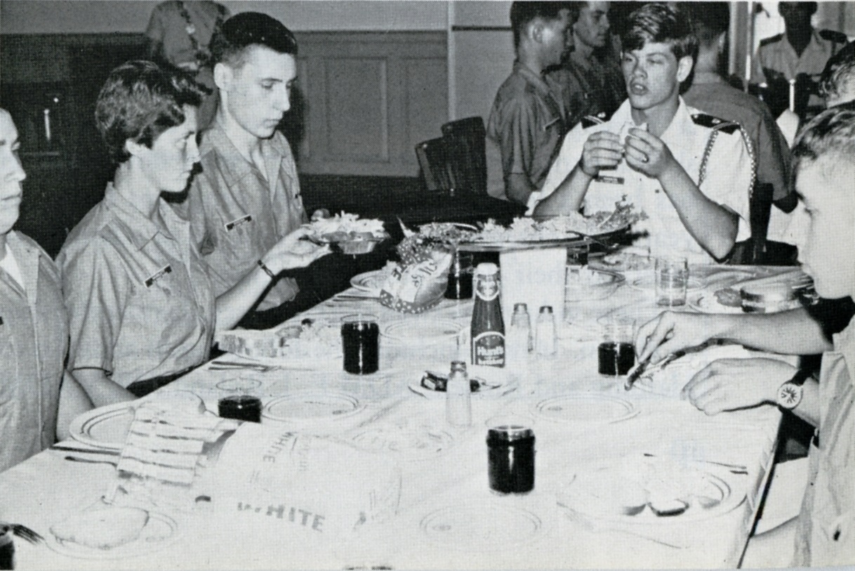 Cadet Kathy Hamblett in the Academy dining room during Swab Summer. (U.S. Coast Guard Photo) 