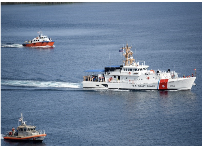 Color photo of the Fast Response Cutter, CGC Myrtle Hazard (WPC-1139), while underway. (U.S. Coast Guard)