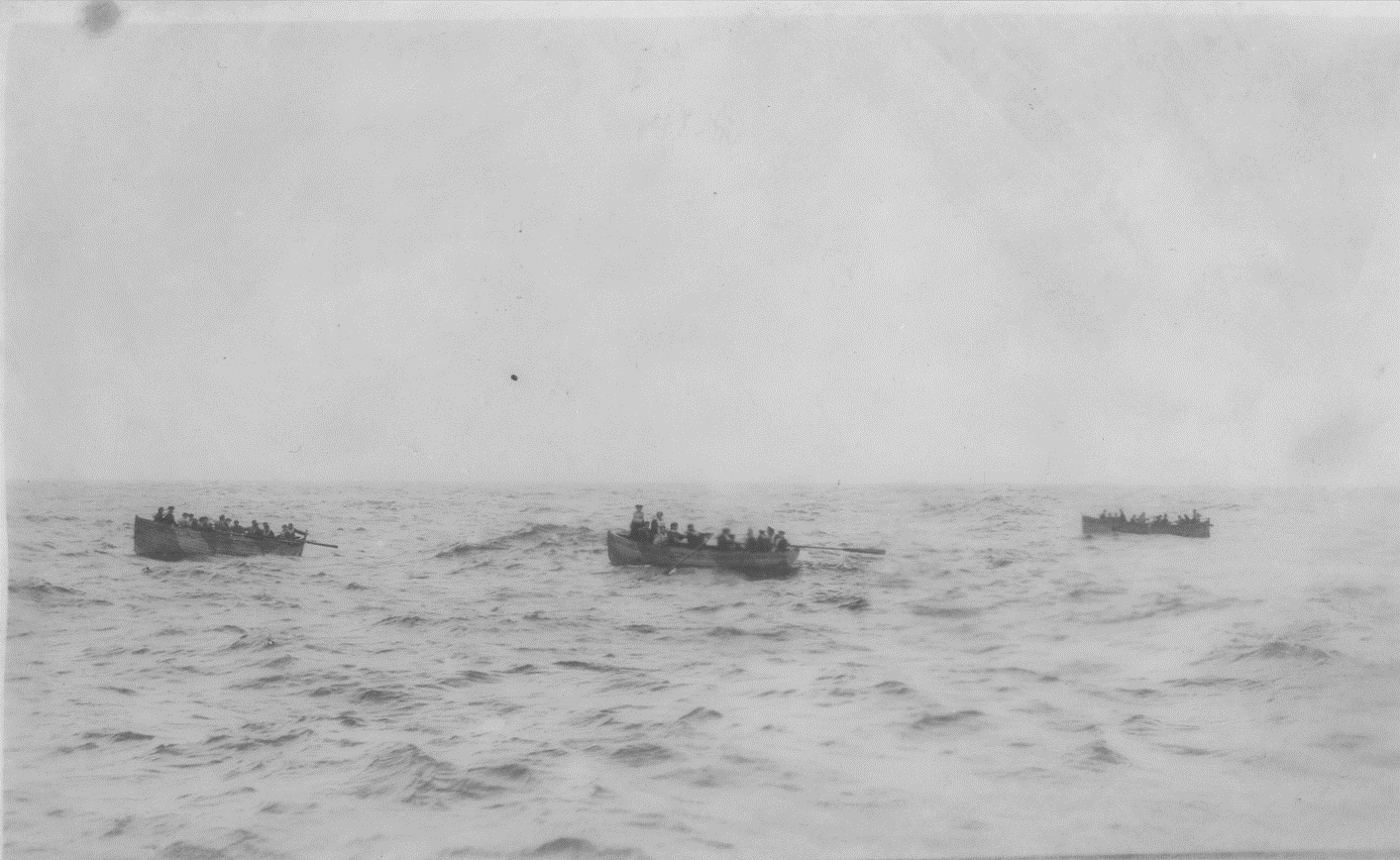 5.	Photograph of Wellington after the torpedo hit in its forepeak. (Coast Guard Collection)