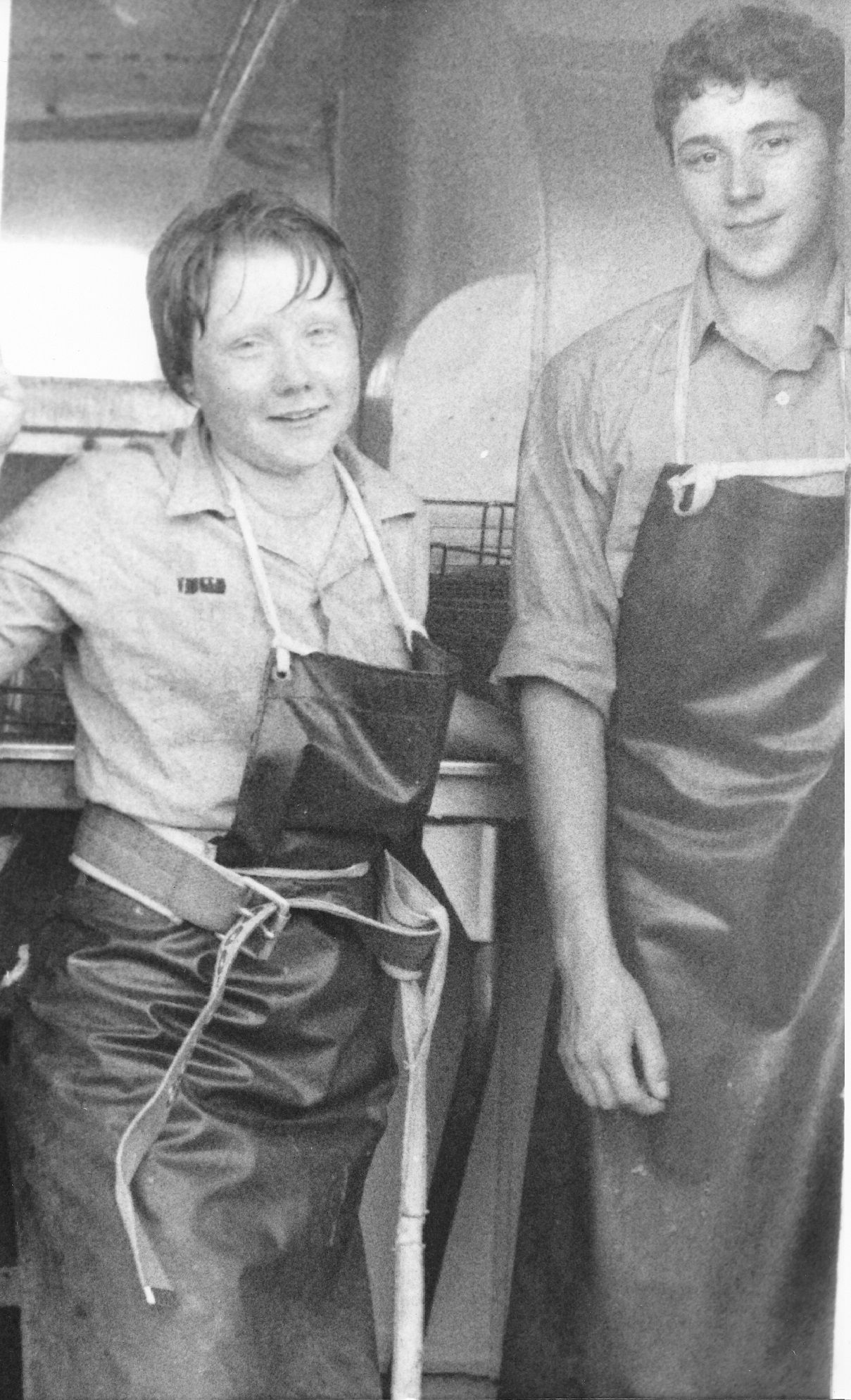 Cadet Karen Tween serving scullery duty on board the Eagle during the summer cruise. (U.S. Coast Guard)