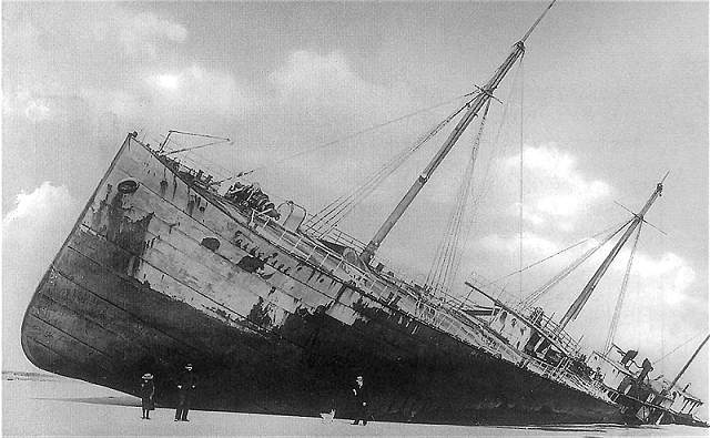 An 1893 photograph of the 2,700-ton tanker Glückauf (meaning “good luck”) on the beach on Fire Island, Long Island. (Wikipedia) An 1893 photograph of the 2,700-ton tanker Glückauf (meaning “good luck”) on the beach on Fire Island, Long Island. (Wikipedia)